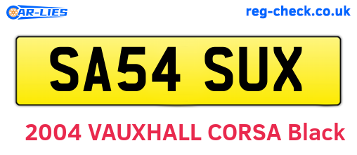 SA54SUX are the vehicle registration plates.