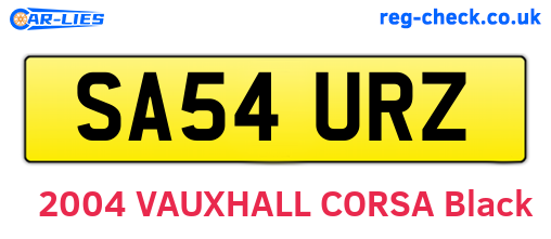 SA54URZ are the vehicle registration plates.