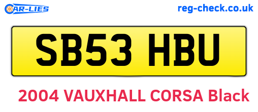 SB53HBU are the vehicle registration plates.