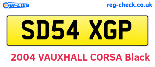 SD54XGP are the vehicle registration plates.