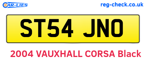ST54JNO are the vehicle registration plates.