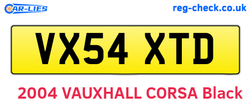 VX54XTD are the vehicle registration plates.