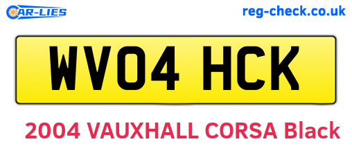 WV04HCK are the vehicle registration plates.