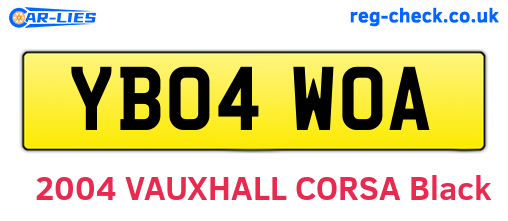 YB04WOA are the vehicle registration plates.