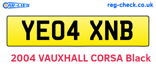 YE04XNB are the vehicle registration plates.