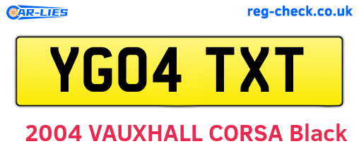 YG04TXT are the vehicle registration plates.