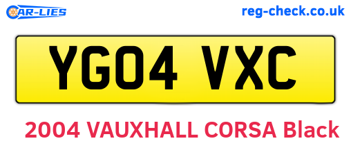 YG04VXC are the vehicle registration plates.