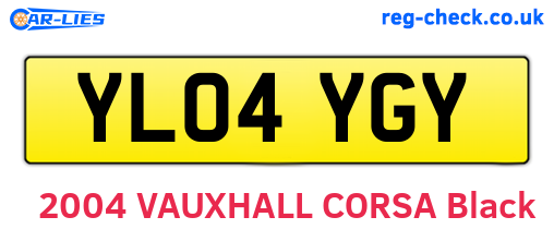 YL04YGY are the vehicle registration plates.