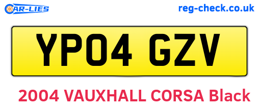 YP04GZV are the vehicle registration plates.