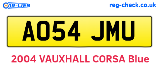 AO54JMU are the vehicle registration plates.