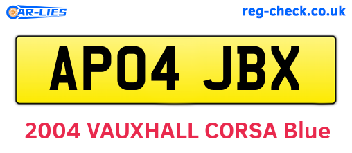 AP04JBX are the vehicle registration plates.
