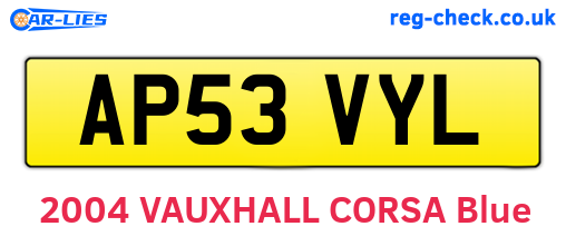 AP53VYL are the vehicle registration plates.