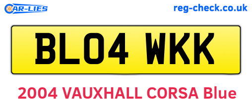BL04WKK are the vehicle registration plates.