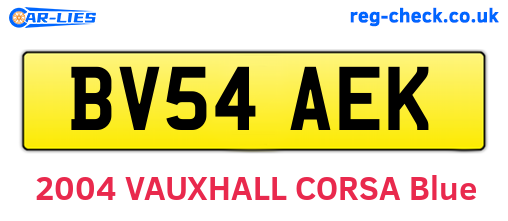 BV54AEK are the vehicle registration plates.