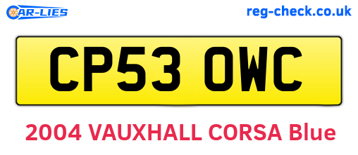 CP53OWC are the vehicle registration plates.