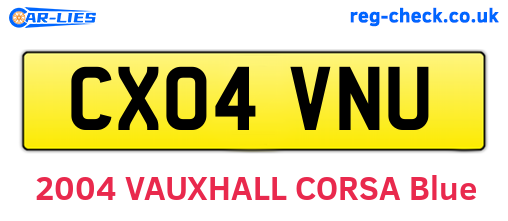 CX04VNU are the vehicle registration plates.