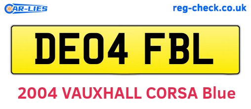 DE04FBL are the vehicle registration plates.