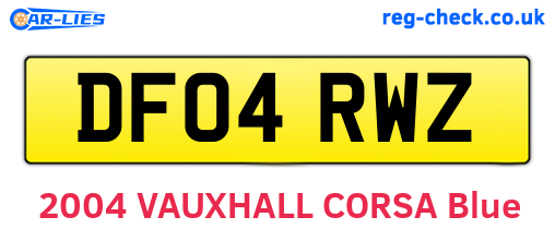 DF04RWZ are the vehicle registration plates.