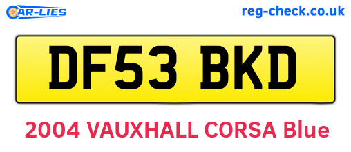 DF53BKD are the vehicle registration plates.