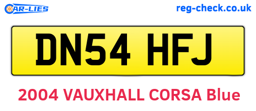 DN54HFJ are the vehicle registration plates.