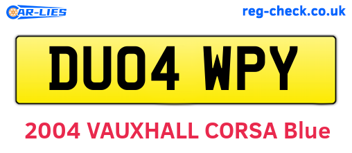 DU04WPY are the vehicle registration plates.