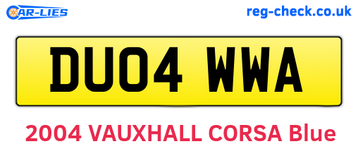DU04WWA are the vehicle registration plates.