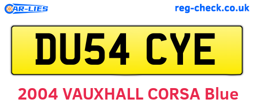 DU54CYE are the vehicle registration plates.