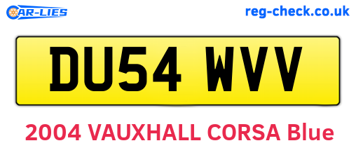 DU54WVV are the vehicle registration plates.