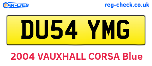 DU54YMG are the vehicle registration plates.