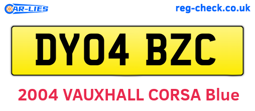 DY04BZC are the vehicle registration plates.