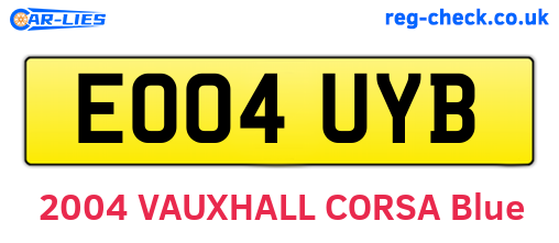 EO04UYB are the vehicle registration plates.