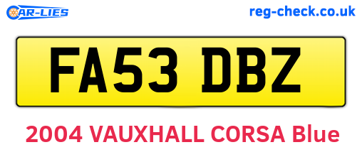 FA53DBZ are the vehicle registration plates.