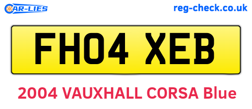 FH04XEB are the vehicle registration plates.