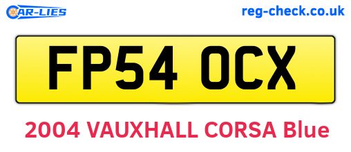 FP54OCX are the vehicle registration plates.