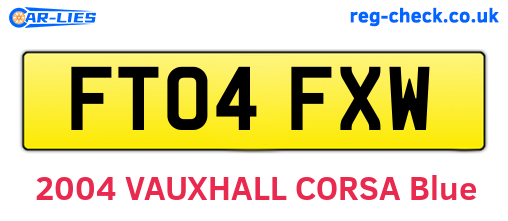 FT04FXW are the vehicle registration plates.