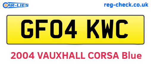 GF04KWC are the vehicle registration plates.