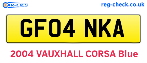 GF04NKA are the vehicle registration plates.