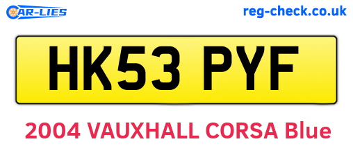 HK53PYF are the vehicle registration plates.