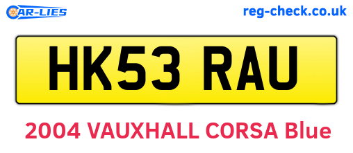 HK53RAU are the vehicle registration plates.