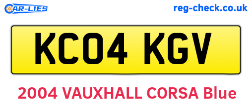 KC04KGV are the vehicle registration plates.
