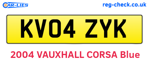 KV04ZYK are the vehicle registration plates.