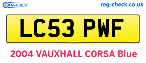 LC53PWF are the vehicle registration plates.