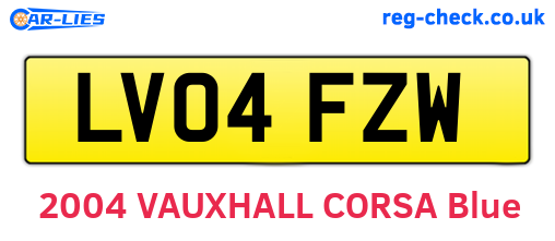 LV04FZW are the vehicle registration plates.