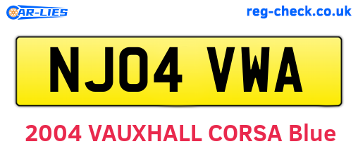 NJ04VWA are the vehicle registration plates.