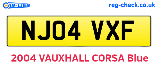 NJ04VXF are the vehicle registration plates.
