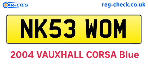 NK53WOM are the vehicle registration plates.