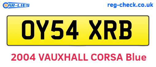 OY54XRB are the vehicle registration plates.