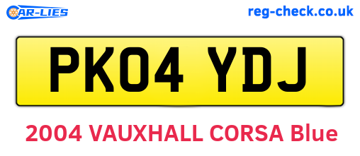 PK04YDJ are the vehicle registration plates.