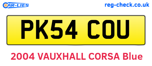 PK54COU are the vehicle registration plates.