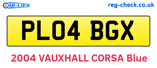 PL04BGX are the vehicle registration plates.